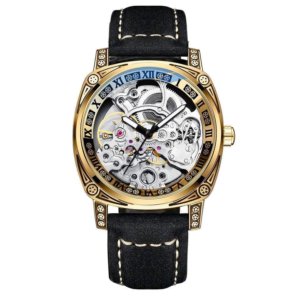 New Spot Men's Mechanical Watch Luminous Waterproof Multi-functional Engraved Mechanical Watch Supply