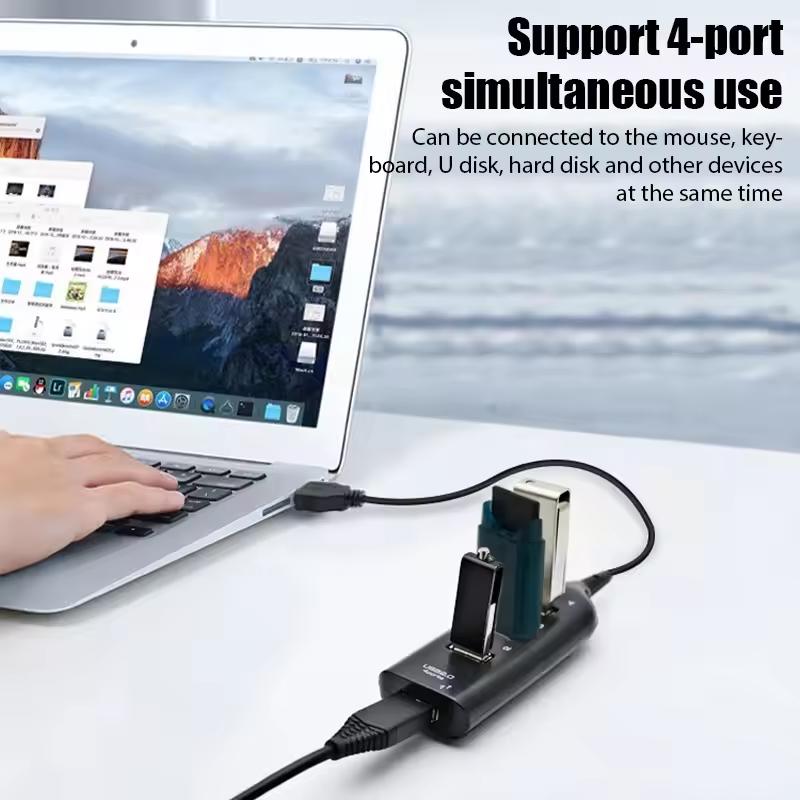High Speed USB Hub 4 Port USB 2.0 with Cable Mini USB Splitter Hub Use Power Adapter Multiple Socket For PC Laptop Notebook