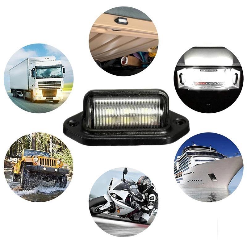 6 LED světla na poznávací značky automobilů, nákladních automobilů, čtecích lampiček, zadních světel pro SUV, přívěsy, motocykly, terénní nákladní automobily, dodávky, autobusy a lodě