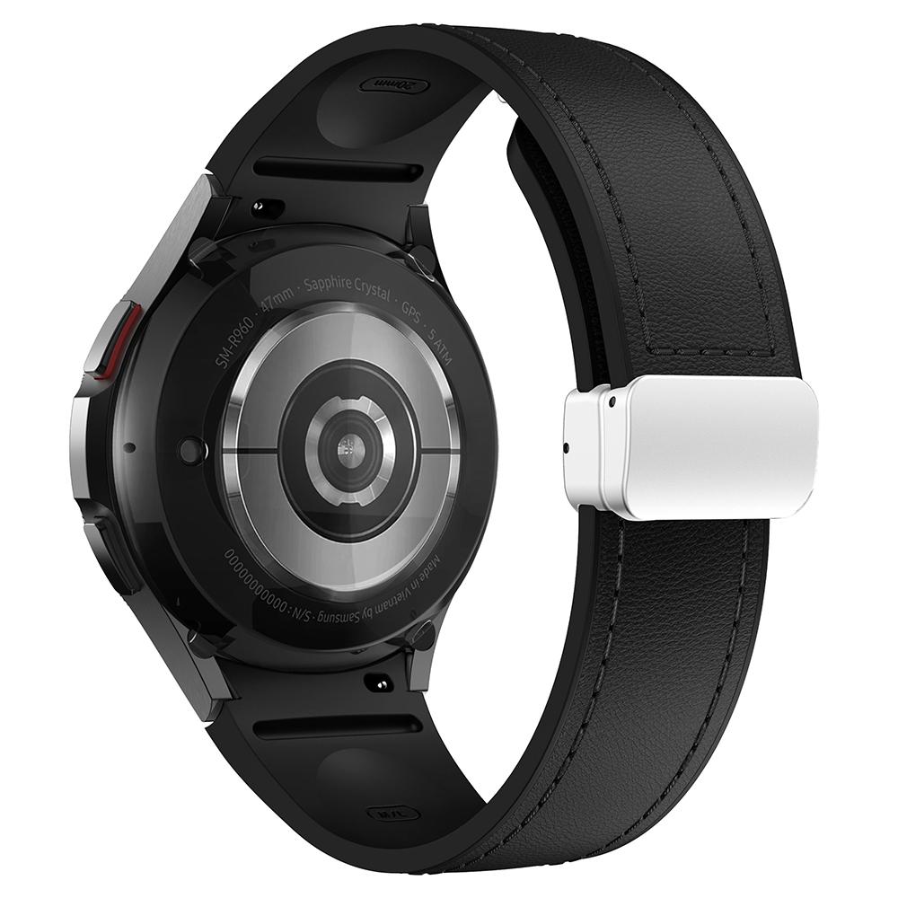 For Samsung Watch FE 40mm/Watch4 Classic Active/Watch 5/Watch6 Classic Silicone+Leather Band Smartwatch Strap