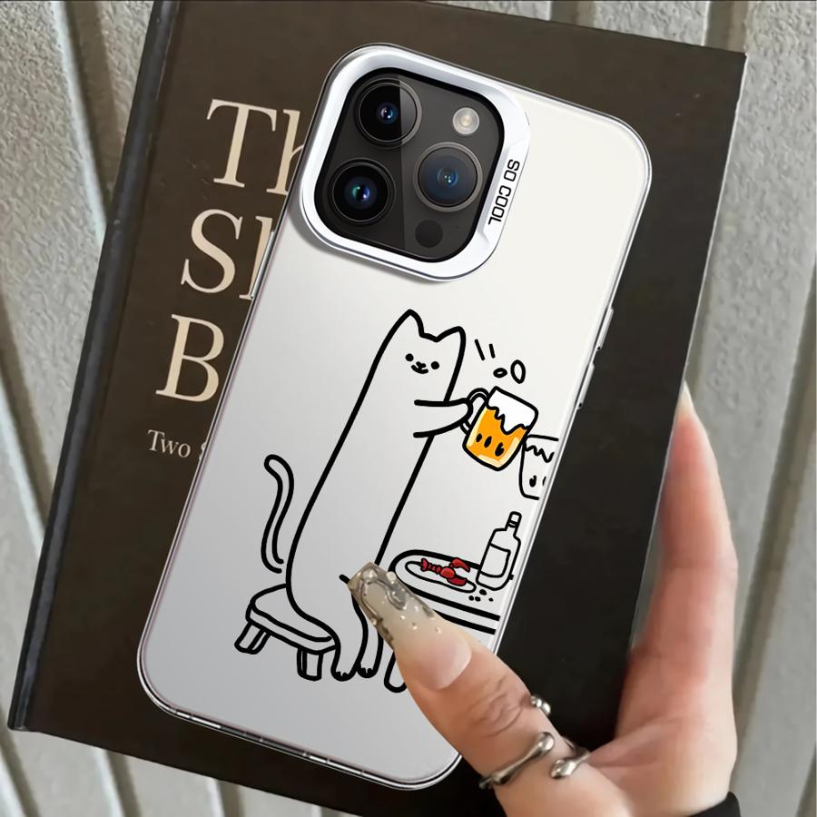 Funny Cat Clear Couple Paired Back Phone Cover Case for iPhone 17 Pro Max 16 11 14 XR XS Air 13 Pro 12 15 Plus