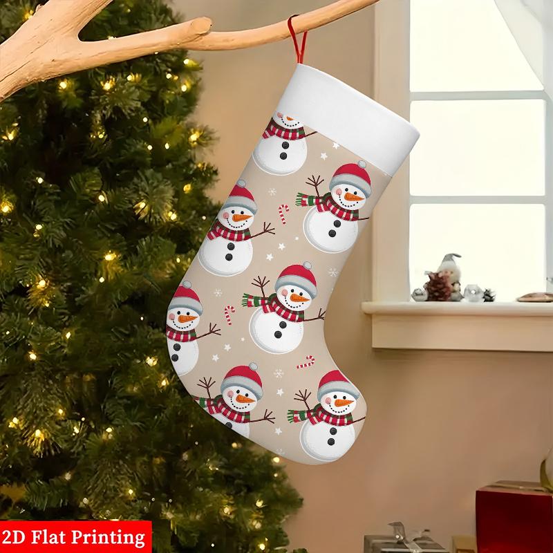 Christmas Decoration Fireplace Hanging Stocking 1pc Snowman Christmas Stockings Suitable for Winter & Xmas Dec