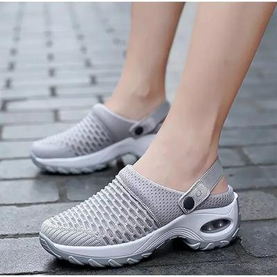 Sandales compensées tendance pour femmes, pantoufles Baotou 2024, nouvelle mode, plateforme en maille, sandales de sport à enfiler pour femmes