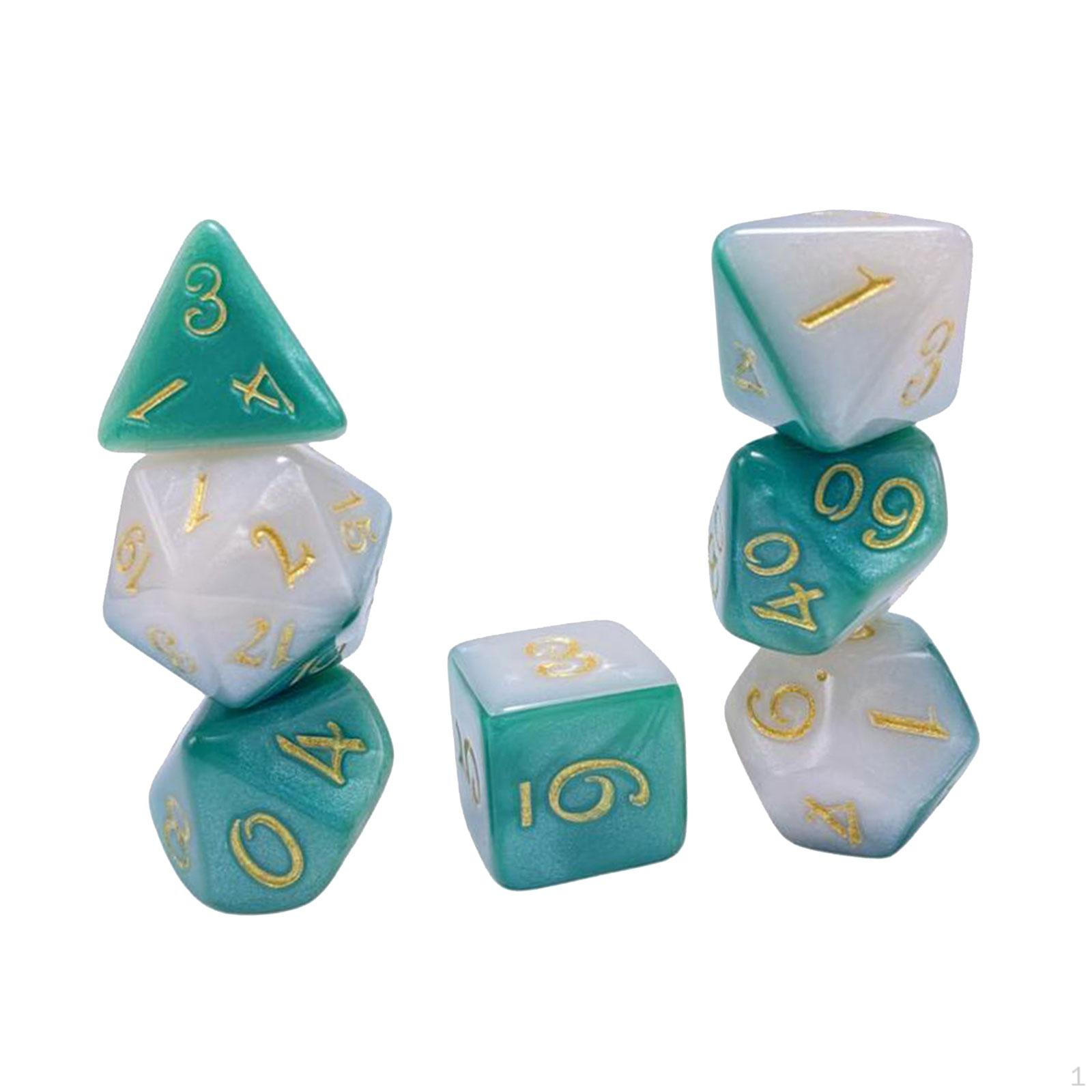 

Набор из 7 игральных костей, многогранные, принадлежности для вечеринок Green white