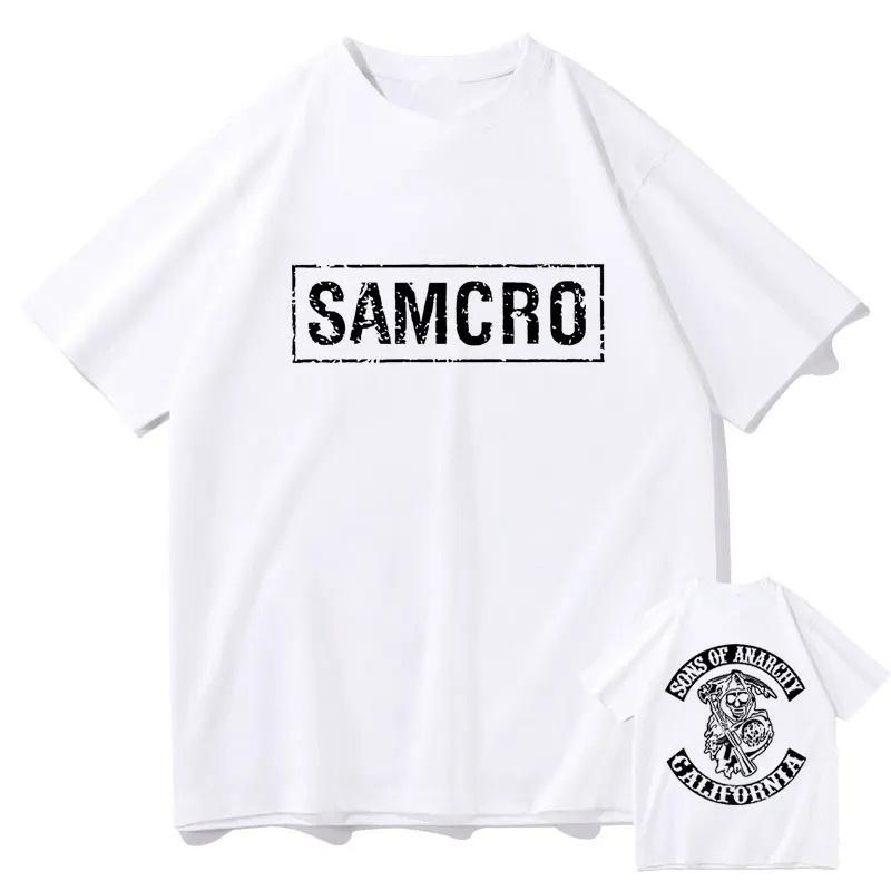 Sons of Anarchy SAMCRO Tisk Tričko Muži Ženy Trend Hip Hop Rock Nadměrné krátké rukávy Tee Letní bavlněná trička Oblečení Topy