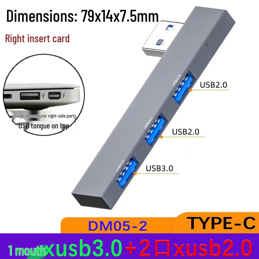 DM05 USB-C Docking Station with Side-Plug, USB 3.0 Hub, and SD/TF Card Reader
