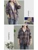 Women's Retro Plaid Hooded Cardigan Shirt