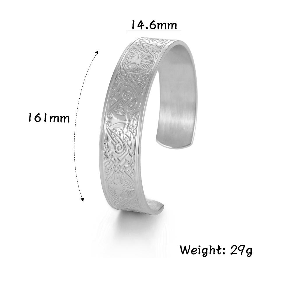 

Teamer Stainless Steel Nordic Viking Runes Bangle Men Women Wicca Amulet Vintage Tree of Life Cuff Bracelet Jewelry Couple Gifts