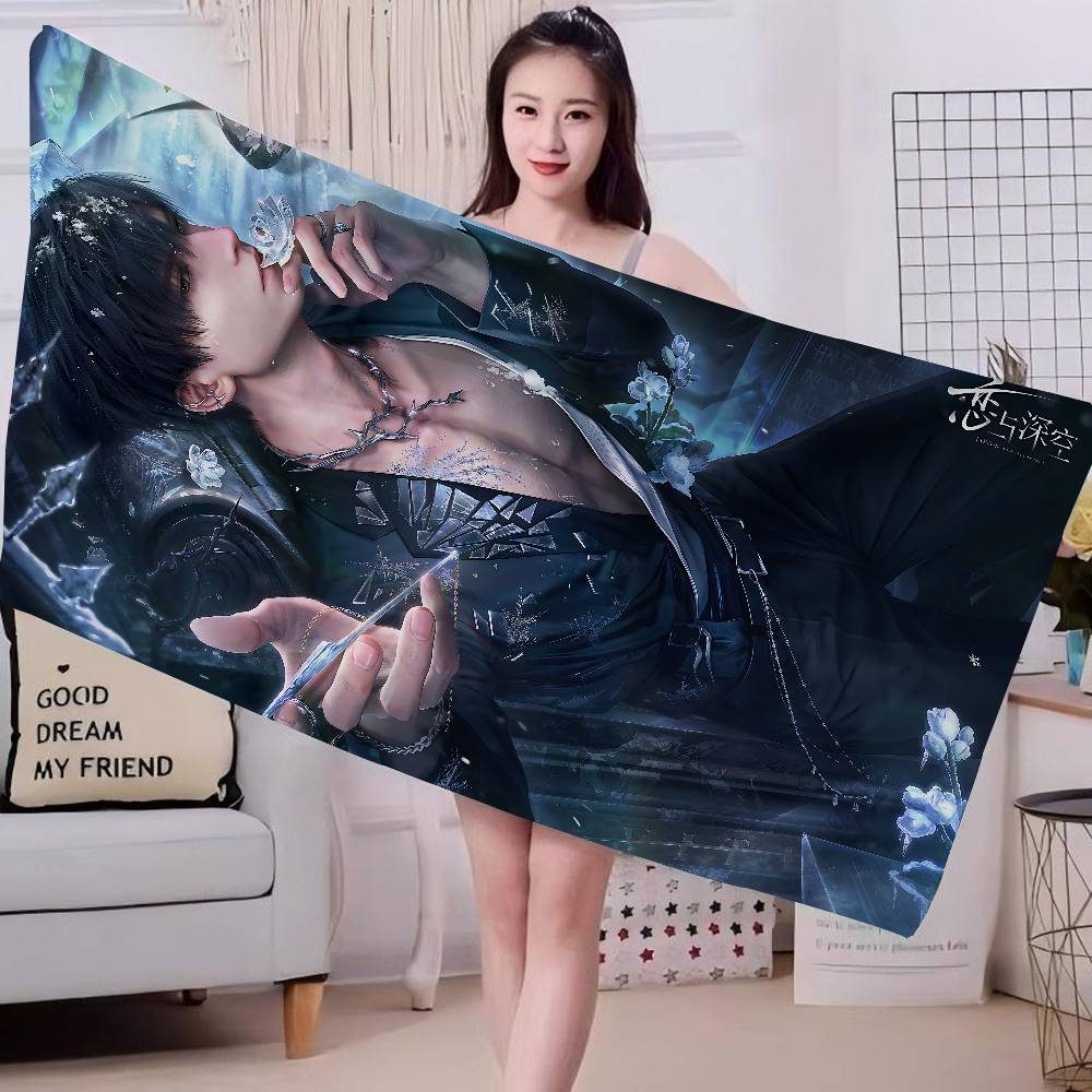 Love And Deep Space game Microfiber Printed Beach Towel Mountain Climbing Yoga Beach Swimming Running Absorbent Soft Towel