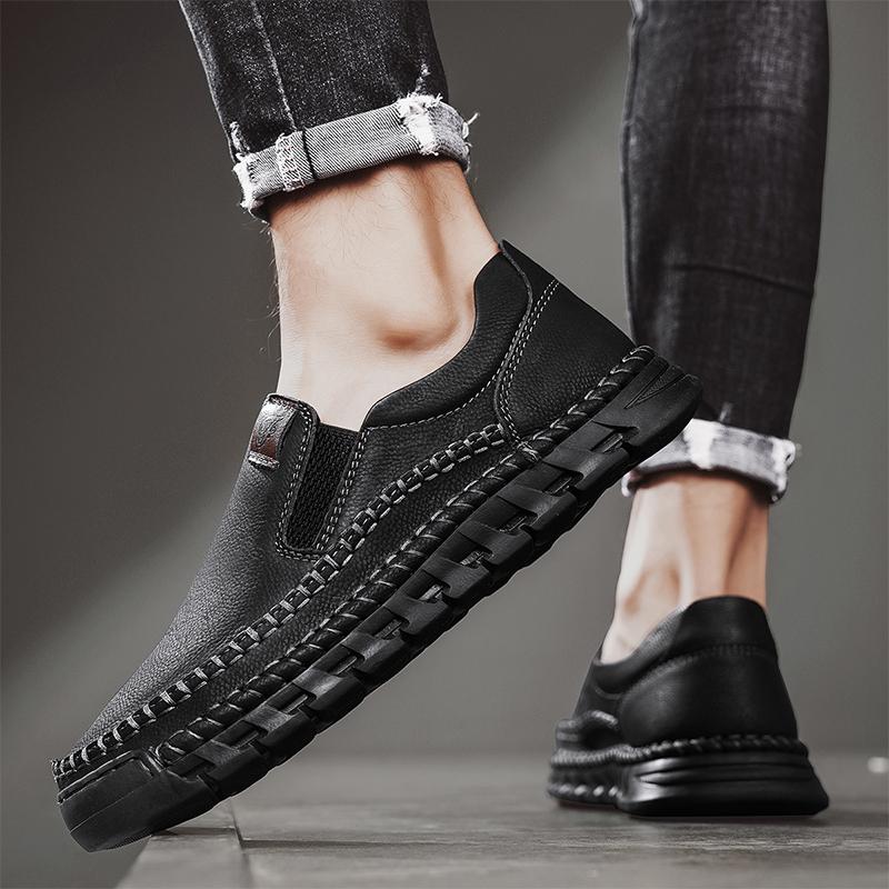 მამაკაცის ყოველდღიური ფეხსაცმელი ხელნაკეთი ტყავის ლოფერები ხარისხიანი ბრტყელი მოკასინები მამაკაცის სპორტული ფეხსაცმელი