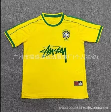 Retro Jersey Brazil Argentina Germany England Portugal Spain Signature Short Sleeved Football