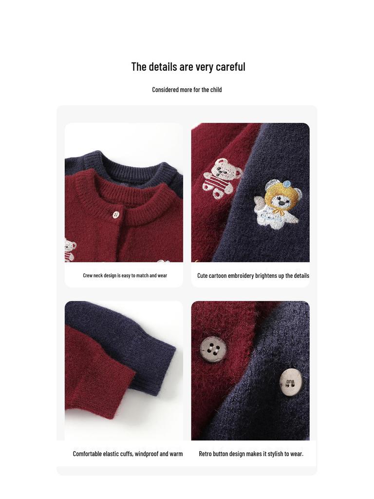European Toddler New Year Sweater Cardigan 2025 Winter Trendy Children's Jacket