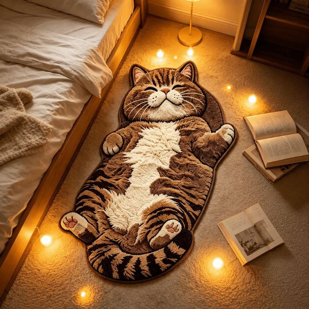 Easy to Clean Cat-Shaped Area Rug Anti-fouling Cartoon Carpet Soft Home Decor Carpet Bedrooms