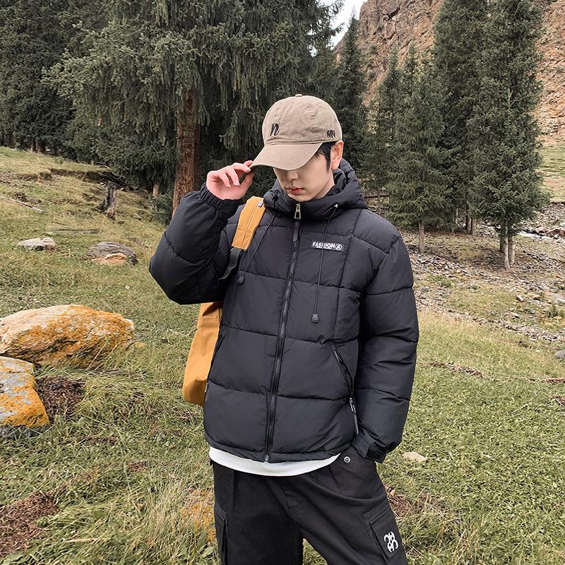 Hooded short down cotton jacket for men and women couples winter trend warm outdoor sports thickened cotton jacket