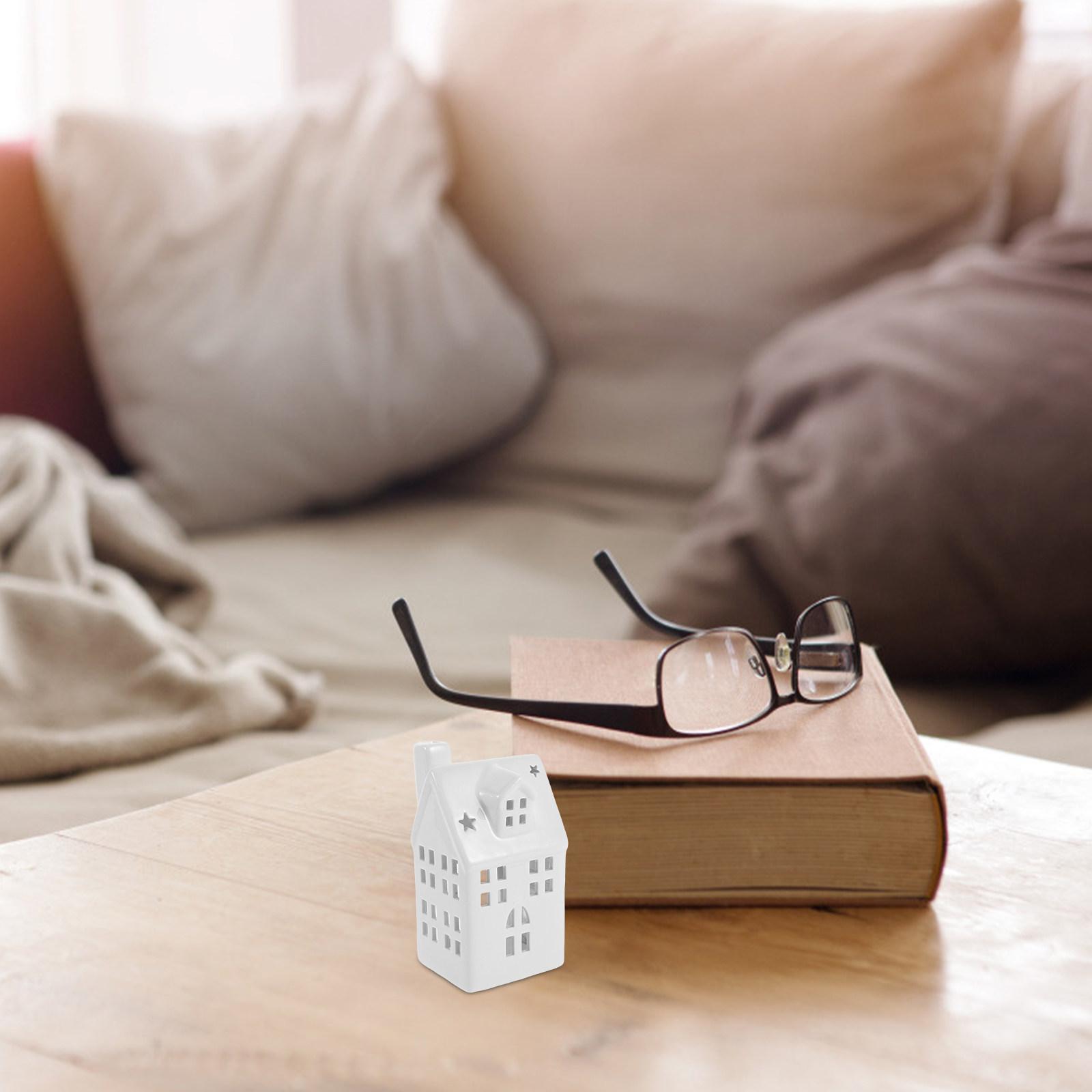 Ceramic Tealight Holder Hollowed Shape Holder Decorative Candlestick Cozy Romantic Farmhouse Decor 12X6.7X5.7CM