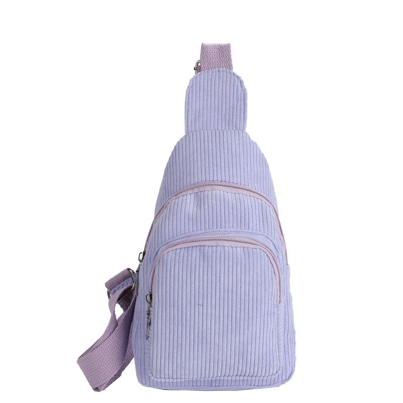 Women's Solid Color Corduroy Crossbody and Waist Bag - Casual and Simple Design