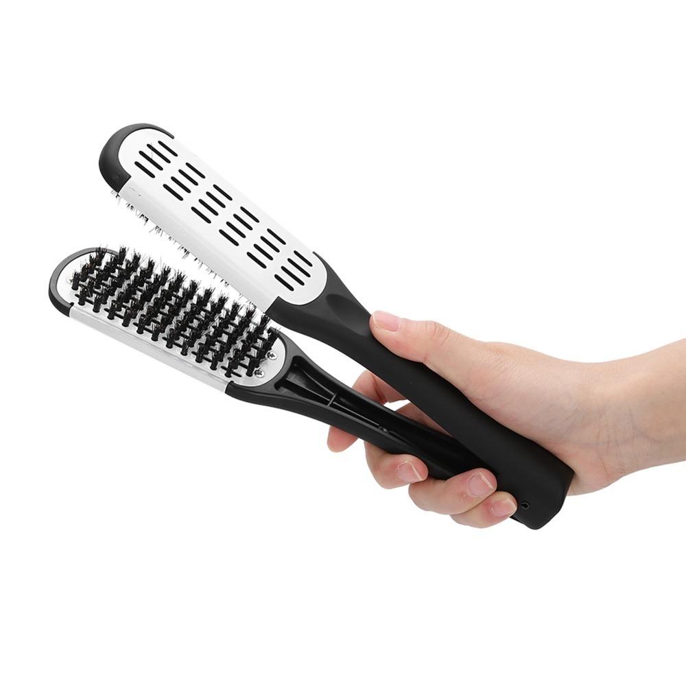 Double Sided Hair Straightening Comb Anti-Static V Shaped Clamp  Hair Straightening
