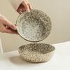 Retro Stone Pattern Ceramic Bowl Practical Ramen Bowl Vegetable Bowl Household Fruit Salad Bowl Round Deep Bowl Tableware