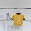 European Style Color Block Round Neck Knit Top - Summer 2026 Collection, Short Sleeve, Versatile, Age-Reducing Casual Wear