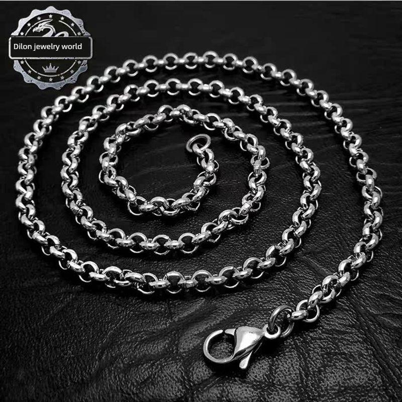 Lord of the Rings Chain Titanium Steel Necklace Pendant with Chain Pearl Chain Personalized Men and Women Couple Korean Style Trendy Accessories
