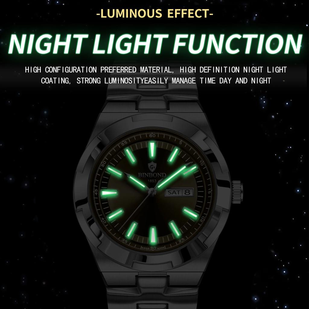 Neue Luxus-Quarz-Herrenarmbanduhr Sport Herrenuhren Wasserdicht Leuchtend Datum Woche Edelstahl Herrenuhr Männlich