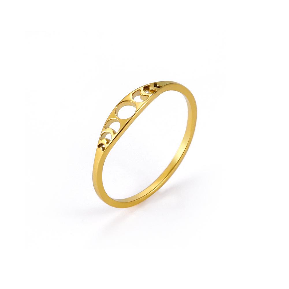 Personality Stainless Steel Moon Phase Couple Rings for Men Women Hollow Star Moon Sun Stacking Finger Ring Celestial Jewelry