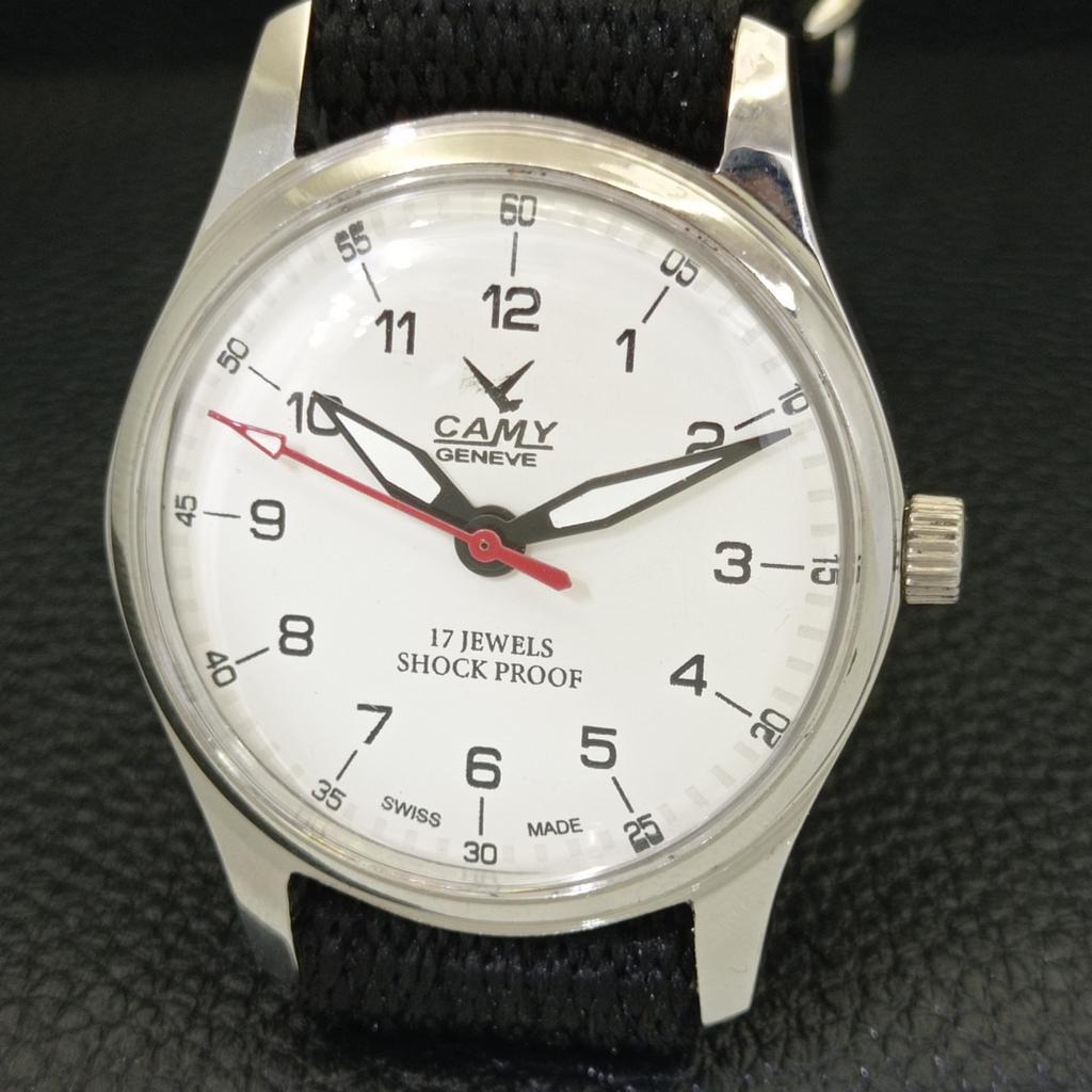 VINTAGE CAMY HAND-WINDING SWISS MENS REFURBISHED WHITE DIAL WATCH A500011-2 R151a-a500011