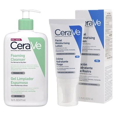 CeraVe Αφρώδες Καθαριστικό 473ml + Ενυδατική Λοσιόν Προσώπου 52ml, 1 Σετ