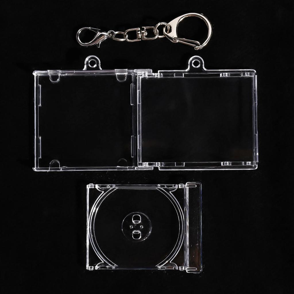 1/50pcs Clear Peripheral Commemorative Album Blank Mini CD Case Pendant For DIY Keychains Backpack Hanging Decoration Keyrings