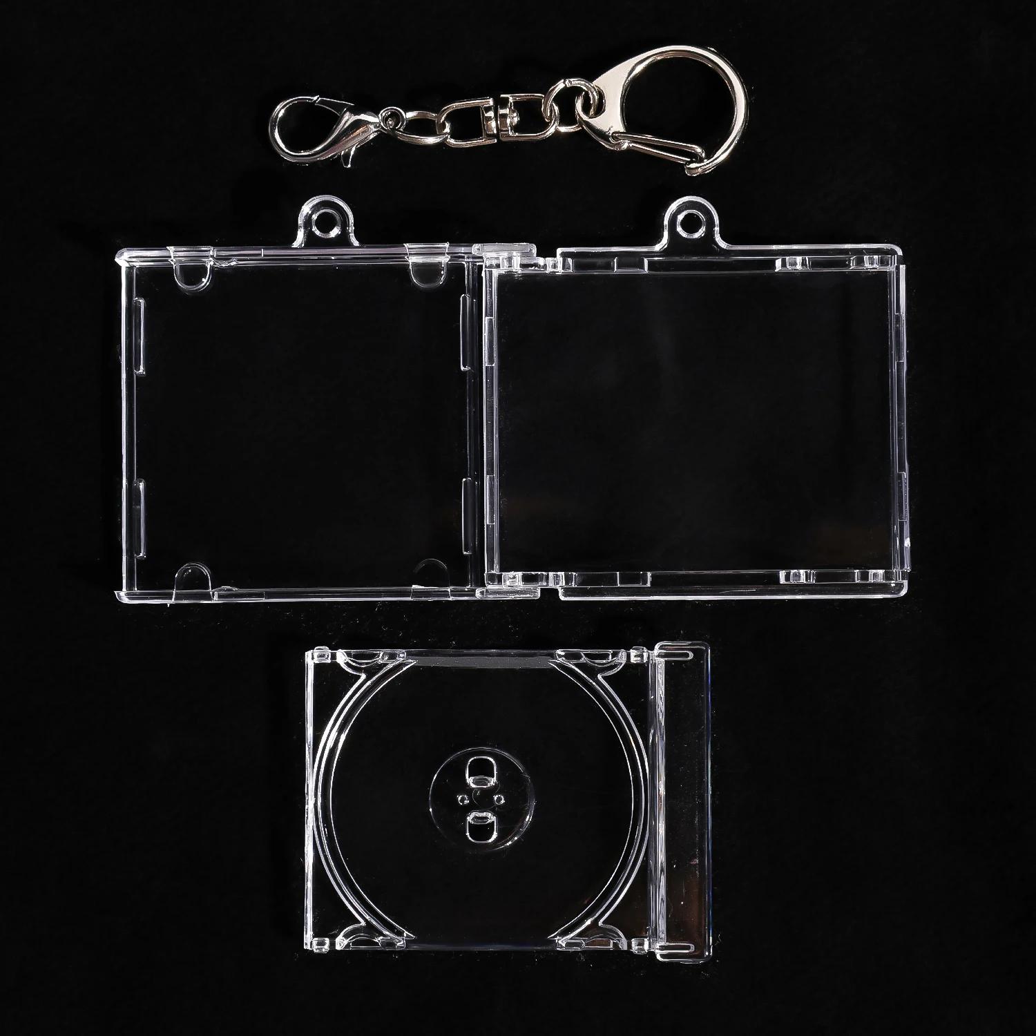 

1/50pcs Clear Peripheral Commemorative Album Blank Mini CD Case Pendant For DIY Keychains Backpack Hanging Decoration Keyrings 5pcs