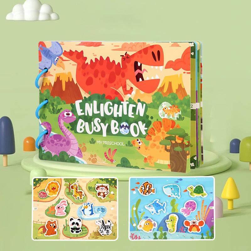 Dinosaur Quiet Book For Toddlers Reusable Sticker Preschool Learning Activities Busy Book for Kids