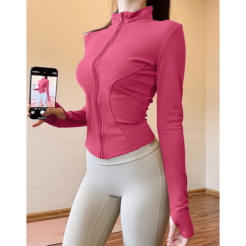 Sunscreen Clothes Stand-up Collar Tight Sports Jacket Women's Yoga Clothes Top Zipper Cardigan Running Fitness Clothes Jacket Long Sleeves