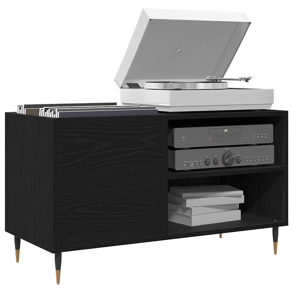 Record Cabinet Black Oak Effect 85 x 38 x 48 cm