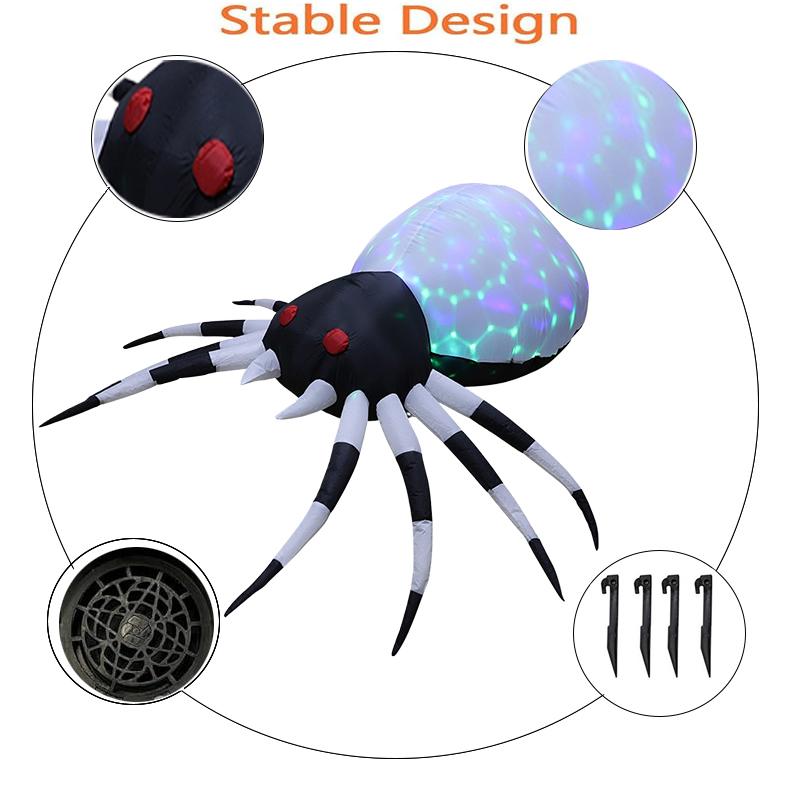 6FT Halloween Inflatable Toys Spider Holiday Decoration with Magic Light Blow Up Inflatables for Outdoor Yard Lawn Decor Garden