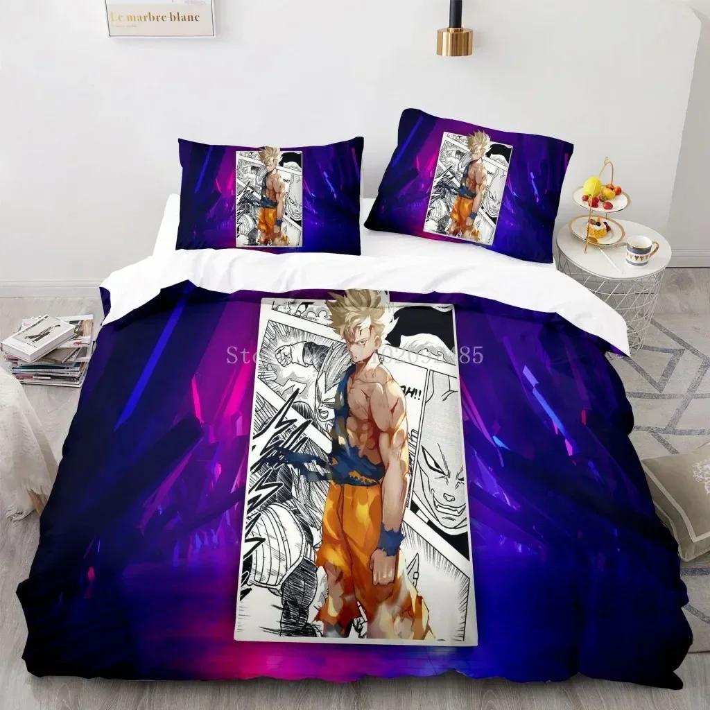 3D Print Dragon Ball Super Saiyan Son Goku Duvet Cover Bedding Set Double Twin Full Queen King Kids Bedclothes Quilt Cover