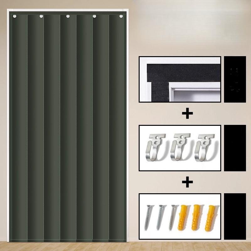 Solid Color Winter Door Curtain Thicken Quilted Blackout Curtains Heavy Duty Living Room Thermal Insulated Drapes Anti-cold