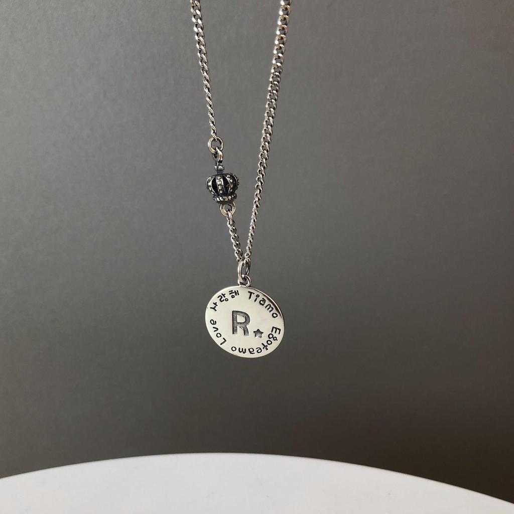 S925 Silver Retro Circle Necklace – Women's Elegant Clavicle Chain, Light Luxury Trendy Sweater Accessory