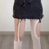 Ripped pantyhose thin irregular hollow suspenders black stockings jk asymmetrical stitching babes mesh socks sexy