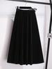 Plus Size High Waist Velvet A-Line Skirt for Women - Spring/Autumn Elastic Waist Slimming Long Skirt