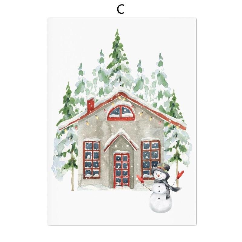 Paveikslai Sienų menas Kalėdų sodyba Nuotraukos Miško elnių miškas Plakatai ir spaudiniai Žiemos drobės Paveikslai Namų dekoras