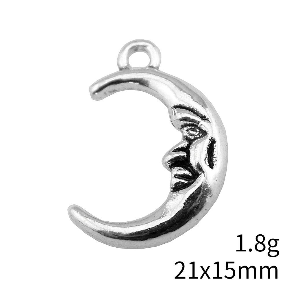 Engraved Crescent Moon Charm Star Pendant For Celestial Mystical Theme DIY Bracelet Necklace Jewelry Making Supplies
