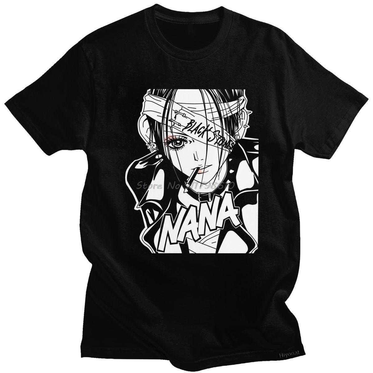 

Модні чоловічі футболки Manga Nana Osaki з короткими рукавами, бавовняна футболка з круглим вирізом, вулична футболка, японське аніме, футболки Harajuku M чорний