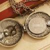 Women's Blue Rhinestone Vintage Locket Pendant Eye Owl Long Chain Necklace