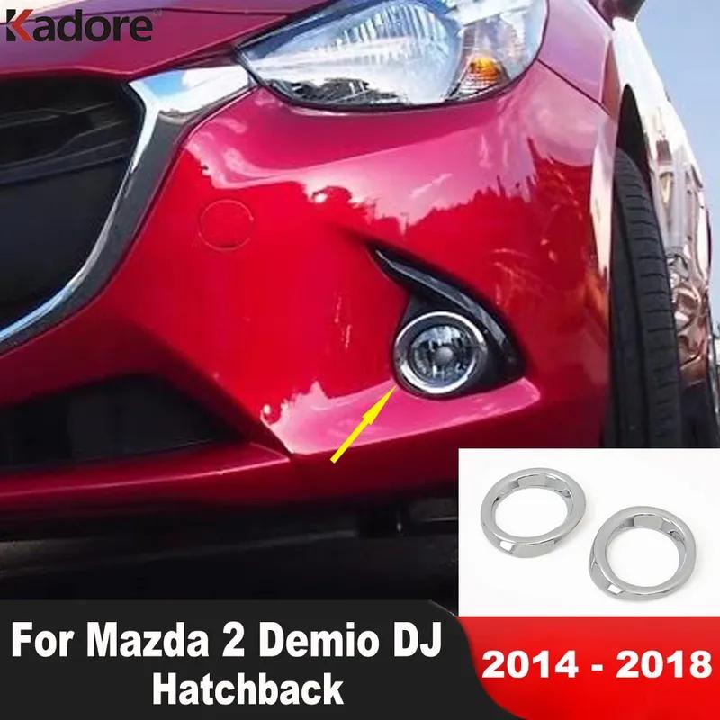 For Mazda 2 Demio DJ 2014-2018 Hatchback Chrome Car Front Fog Light Lamp Cover Trim Head Foglight Bezel Trims Accessories