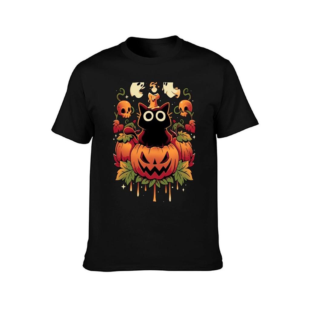 Halloween Candle Trick  Autumn Cat TShirt Urban Style Print TShirt