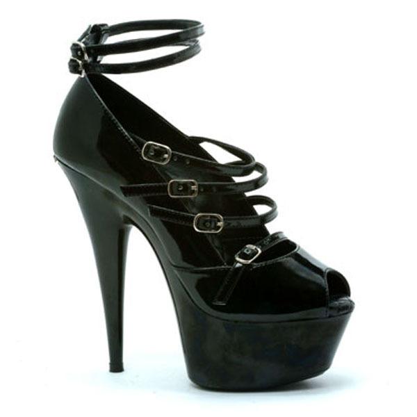 

2025 новые модные ботинки на высоком каблуке с ремешком, крутые ботинки с открытым носком 46 чёрный