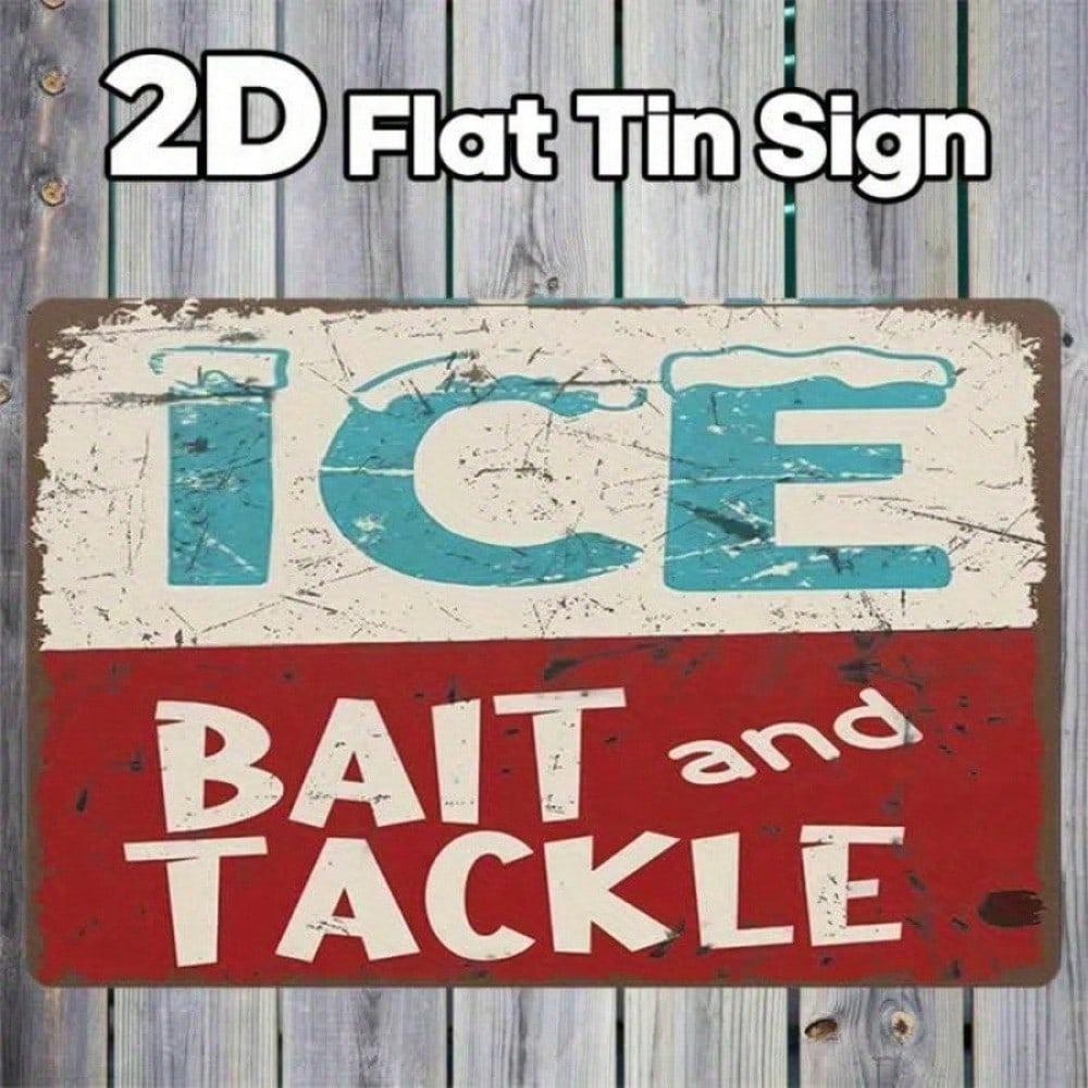 Vintage Fishing Metal Tin Sign Rustic Tackle Decor Wall Art 12x16 Inch