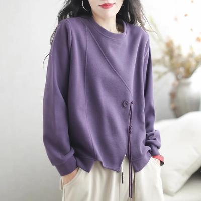 Sweter z okrągłym dekoltem Wiosna i Jesień Moda damska Szycie Luźny Top