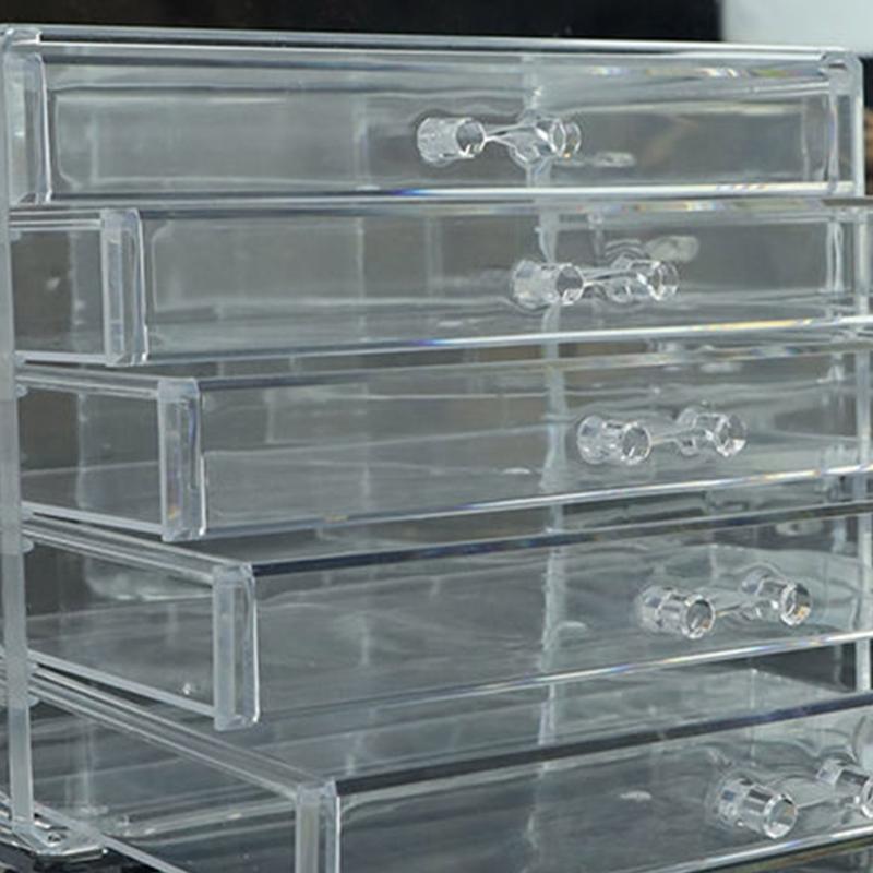 Elegant Acrylic Makeup and Jewelry Drawer Organizers Beauty Container with Multi Layer Design for Home and Vanity Use