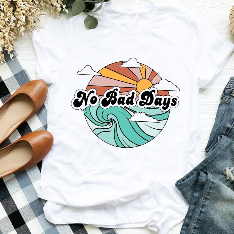 Flower Summer Autumn 90S Fashion Print Top Femme Tshirt Women T-Shirt Cartoon Harajuku O-Neck Casual Tee Ladies Clothing